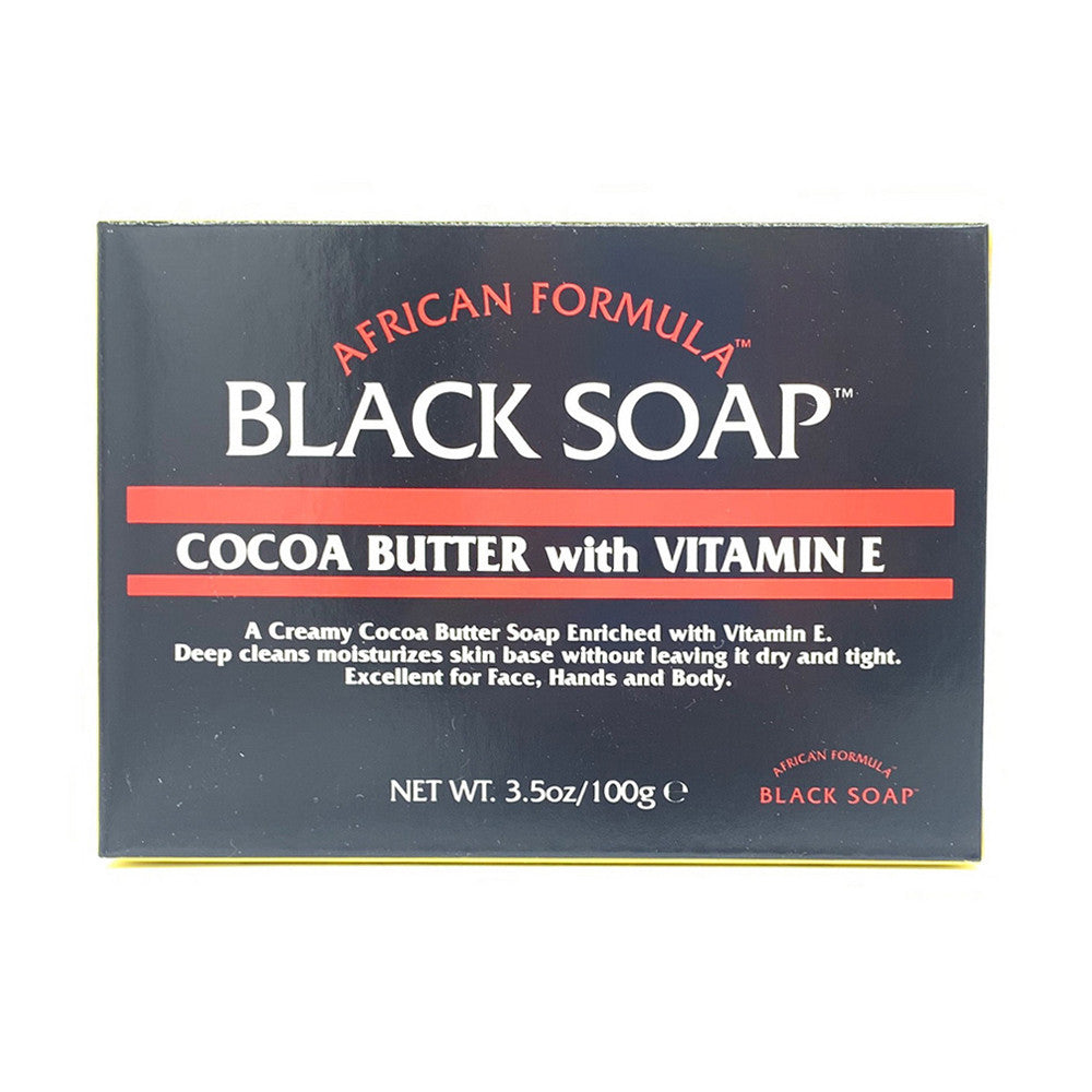 African Formula Black Soap With Cocoa Butter And Vitamin E, 3.5 Oz